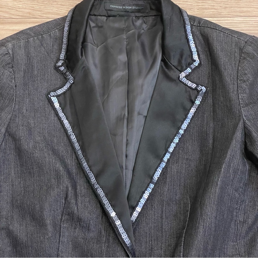 Express Design Studio Black Sequin Single Button … - image 6